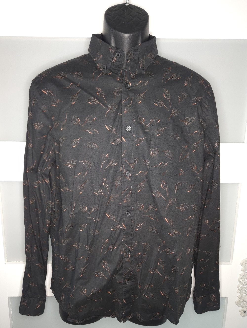 Express Black Shirt with Copper Leaf Accent